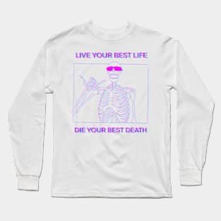 LIVE YOUR BEST LIFE DIE YOUR BEST DEATH Pink and blue 3D Long Sleeve T-Shirt